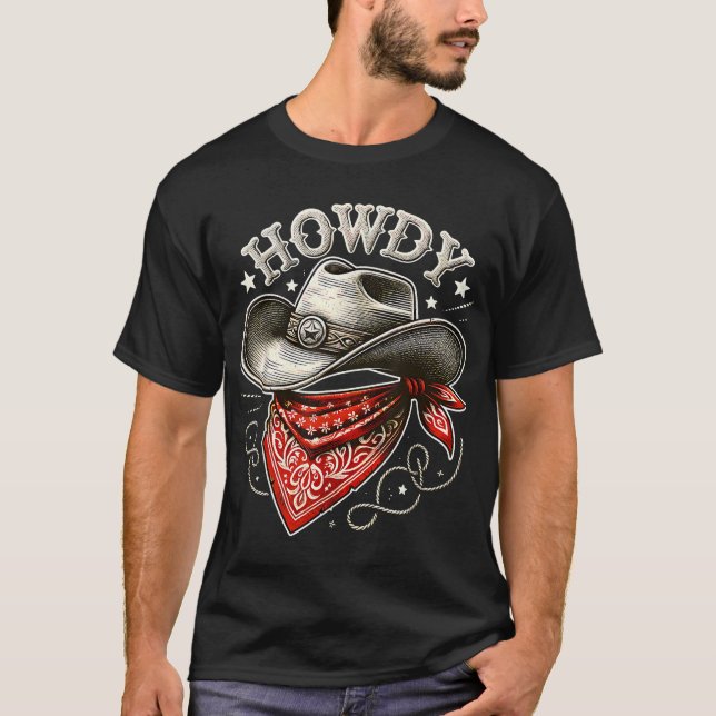 Camiseta Howdy Cowboy Hat Western (Frente)