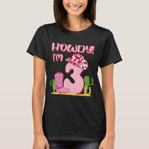 Camiseta Howdy Cowgirl aniversário de 3 anos Western Countr