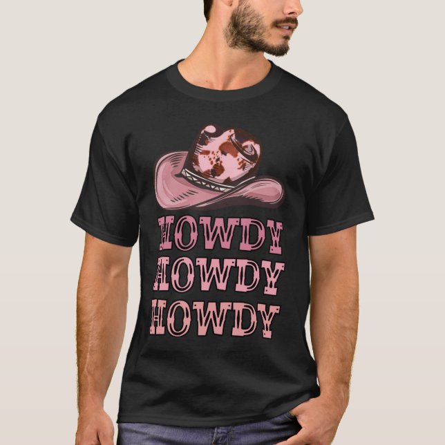 Camiseta Howdy Cowgirl e Cowboy Western Rodeo (Frente)