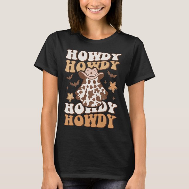 Camiseta Howdy Ghost Cowboy Hat Ts Rodeo Western Halloween (Frente)