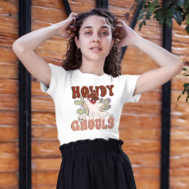 Camiseta Howdy Ghouls Retro Dia de as Bruxas engraçado Cowb