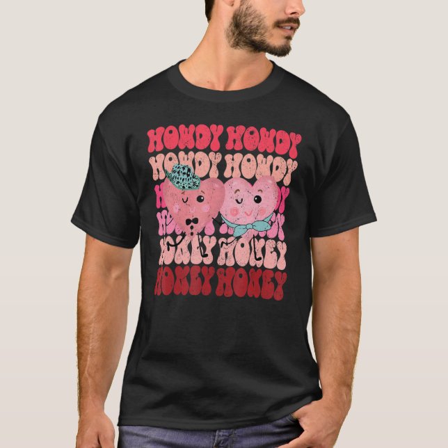 Camiseta Howdy Honey Dia de os namorados Cowgirl Preppy Mat (Frente)
