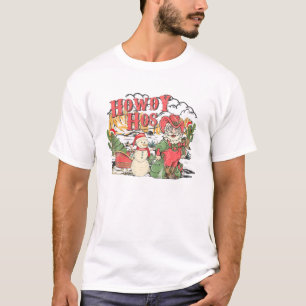 Camiseta Howdy Hos Cowboy Papai noel Natal Western Vintage