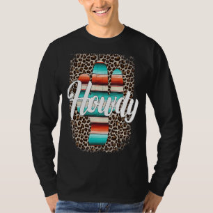 Camiseta HOWDY Leopard Cactus Serape Cactus impressão Turqu