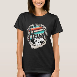Camiseta HOWDY Leopard Cow Patterno Serape Impressão Cowgir