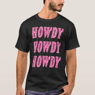 Camiseta Howdy Leopard Print Western Country Southern Rodeo