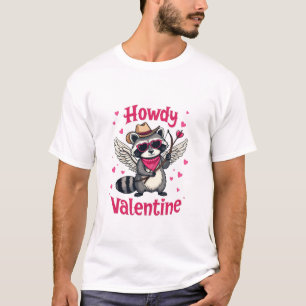 Camiseta Howdy Namorados Cowboy Hat Cupid Raccoon Gift