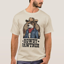 Howdy Pawtner Funny Country Western Dog Vintage