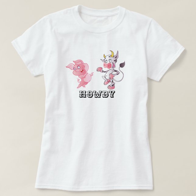 Camiseta Howdy Pig e Cow (Frente do Design)
