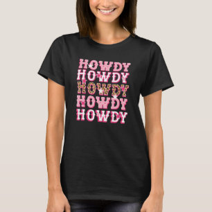 Camiseta Howdy Pink Leopard Western Country South Rodeo