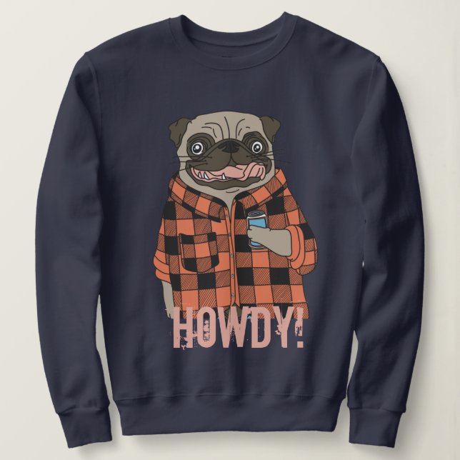 Camiseta Howdy Pug (Frente do Design)