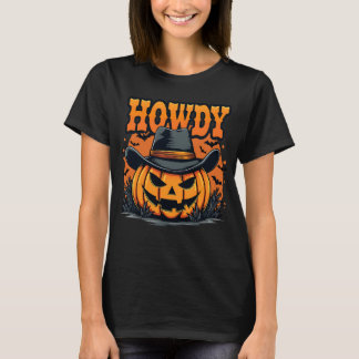 Camiseta Howdy Pumpkin Dia de as Bruxas engraçado