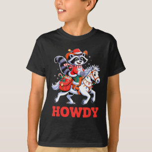 Camiseta Howdy Raccoon Cowboy Feriado de Natal