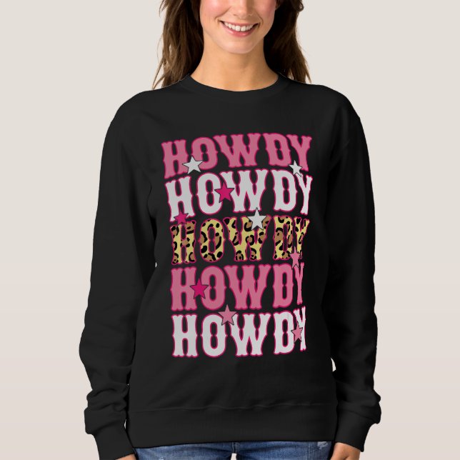 Camiseta Howdy Rodeo Western Country Southern Cowgirl  Leop (Frente)