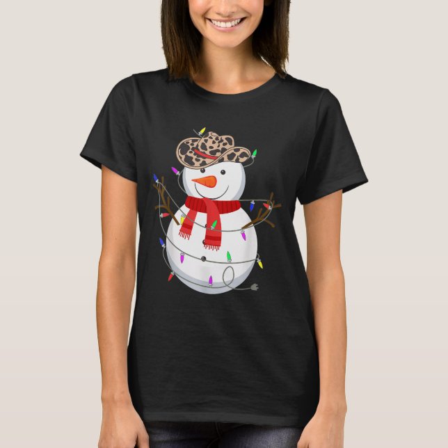 Camiseta Howdy Snowman Funny Cowboy Hat Western Christmas 2 (Frente)
