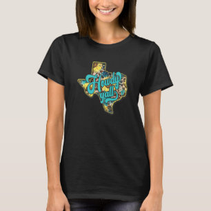 Camiseta Howdy Y all Sunflower Texas Leopard Cheetah Trendy
