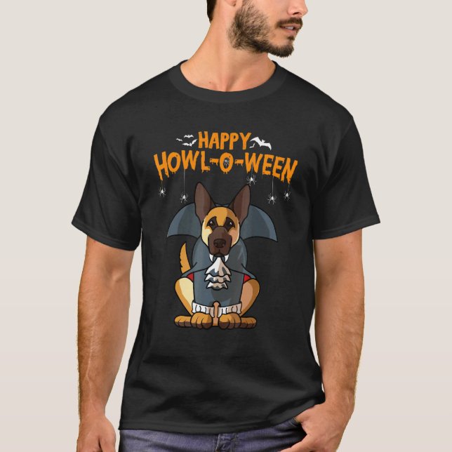Camiseta Howl-O-Ween German shepherd Figurume Halloween (Frente)