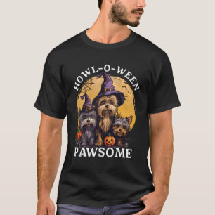 Camiseta Howl O Ween Pawsome Yorkshire Terrier Witch Hat Pu