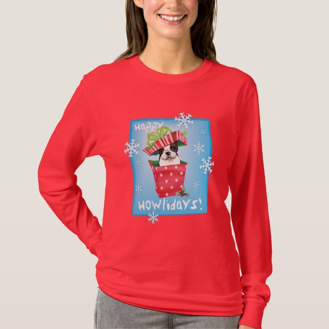 Camiseta Howliday feliz Boston Terrier (Frente)