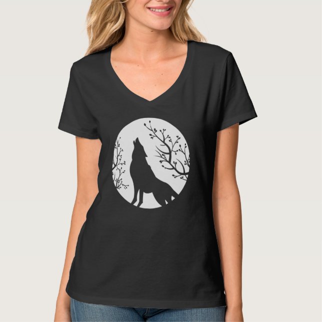 Camiseta Howling At The Moon Wolves Goth Gothic Wolf 2 (Frente)