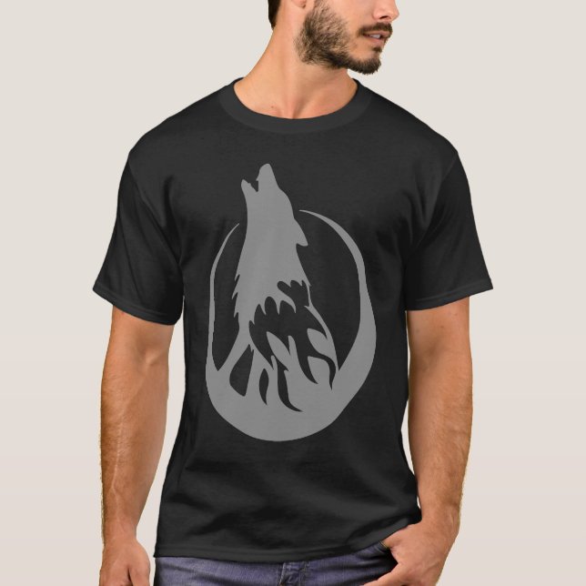 Camiseta Howling Cinza Wolf em Half Moon Wolf (Frente)