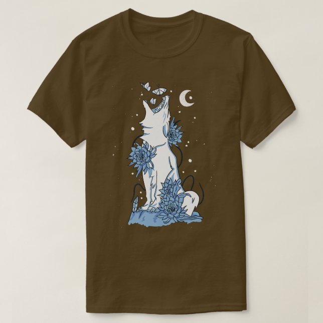 Camiseta Howling Night White Wolf (Frente do Design)