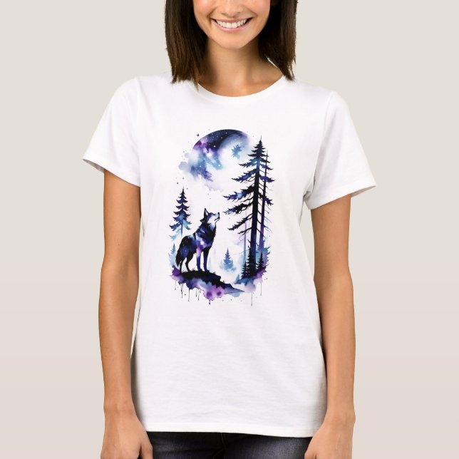 Camiseta Howling Watercolor Wolf (Frente)