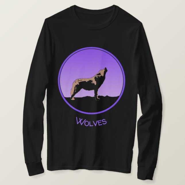 Camiseta Howling Wolf at Sunset - Arte original sobre a vid (Frente do Design)