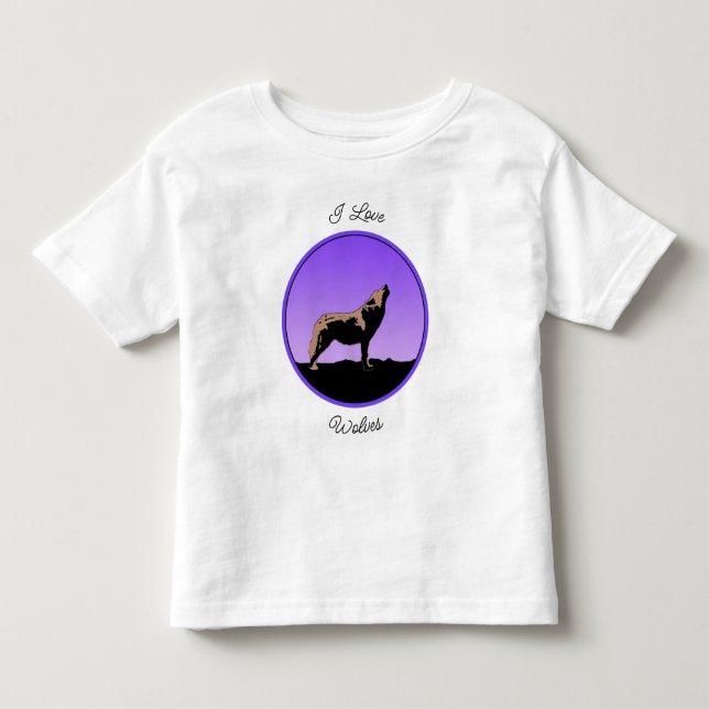 Camiseta Howling Wolf at Sunset - Arte original sobre a vid (Frente)