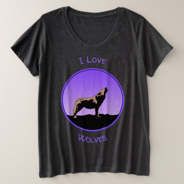 Camiseta Howling Wolf at Sunset - Arte original sobre a vid (Frente do Design)