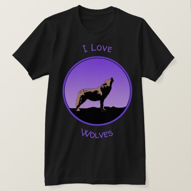 Camiseta Howling Wolf at Sunset - Arte original sobre a vid (Frente do Design)