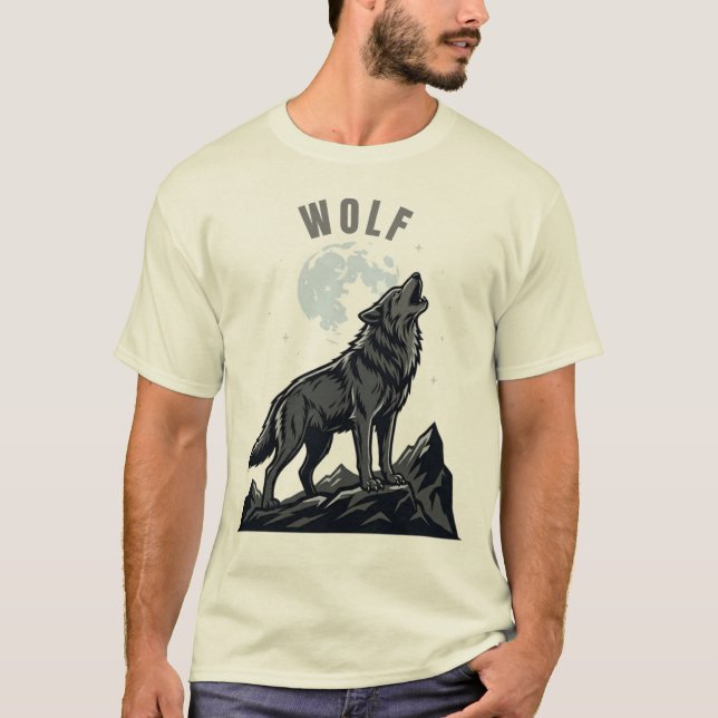Camiseta Howling Wolf Moon – Design do Lobo Solitá (Frente)