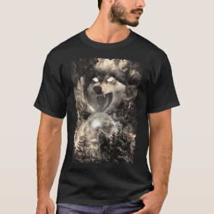 Camiseta Howling Wolf Moon Forest Montanhas Animal