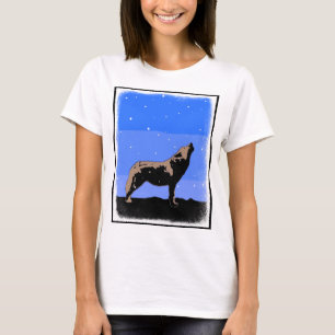 Camiseta Howling Wolf no inverno - Arte original sobre a vi