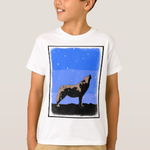 Camiseta Howling Wolf no inverno - Arte original sobre a vi