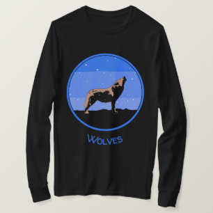 Camiseta Howling Wolf no inverno - Arte original sobre a vi