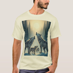 Camiseta "Howling Wolf Pack embaixo da lua"