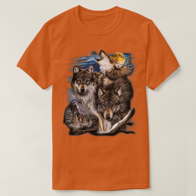 Camiseta Howling Wolves na lua de cheio (Frente do Design)