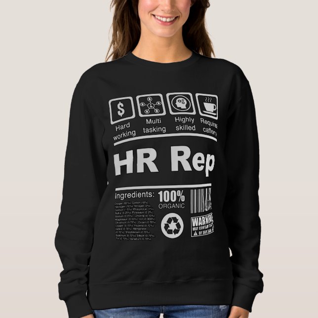 Camiseta HR Rep Nutritional Facts For HR Representatives (Frente)