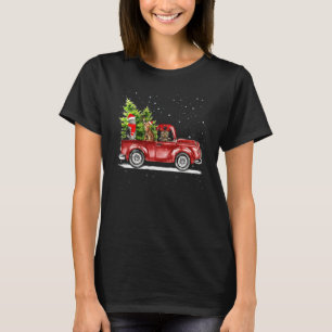 Camiseta Hristmas Cat Lover Ride Red Truck Xmas Santa Hat P