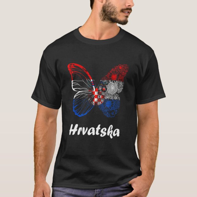 Camiseta Hrvatska Butterfly Croácia Roots Croata Croata (Frente)
