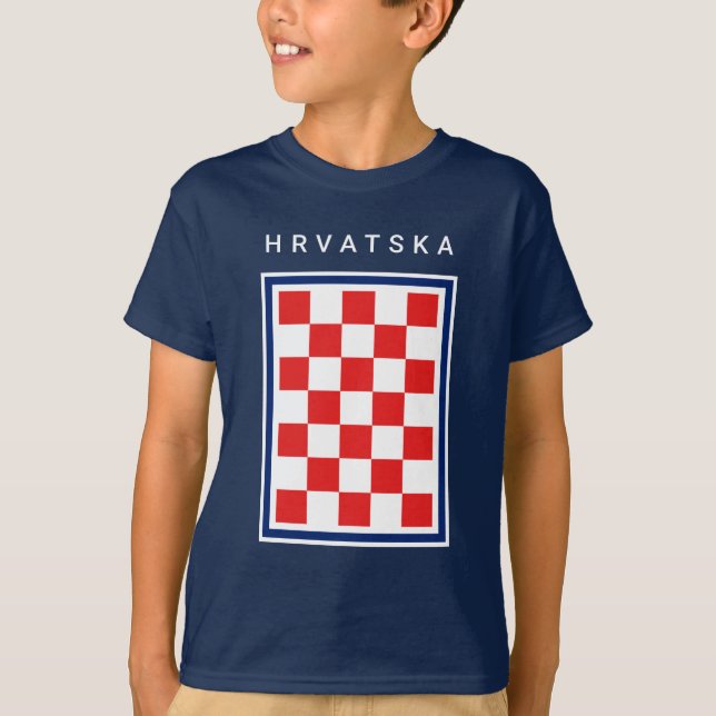 Camiseta Hrvatska Checker Blue Border (Frente)