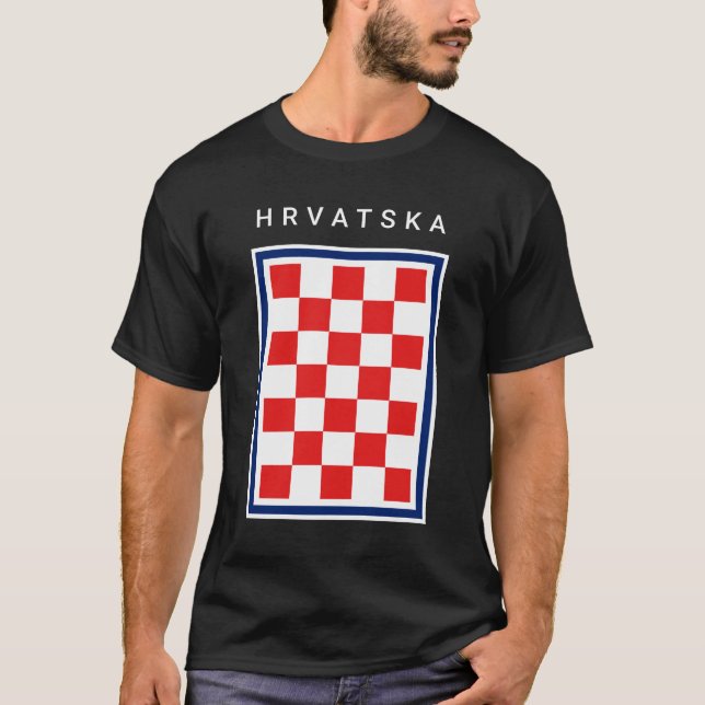 Camiseta Hrvatska Checker Blue Border (Frente)