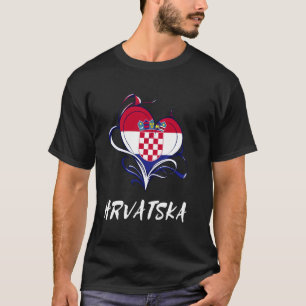 Camiseta Hrvatska Heart Croácia Flag Orgulho Croata R