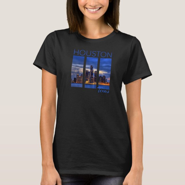 Camiseta HTX Houston Skyline Sunset Art Centro Texas Bay (Frente)
