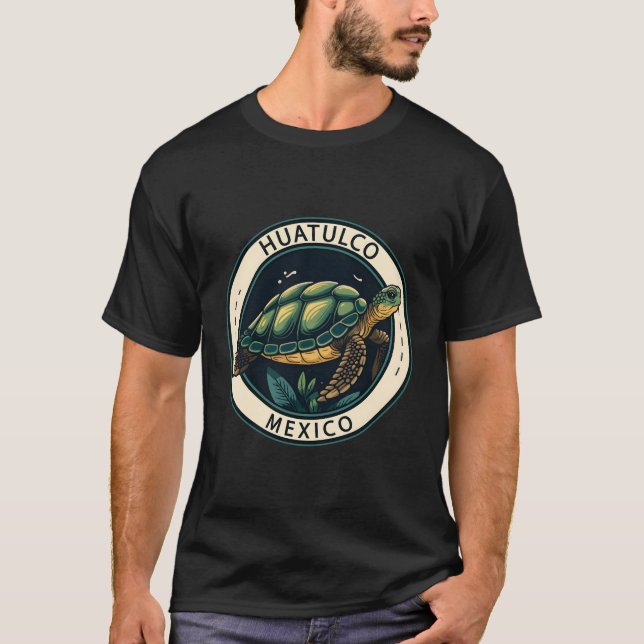 Camiseta Huatulco México Tartaruga Ilustrada (Frente)