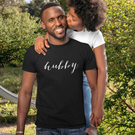 Camiseta Hubby Modern White Script Black Mens