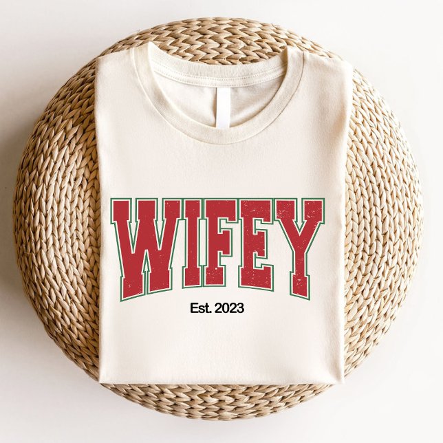 Camiseta Hubby Wifey Noivado de Casamento de Natal (Hubby Wifey Christmas Bridal Wedding Engagement T-Shirt)