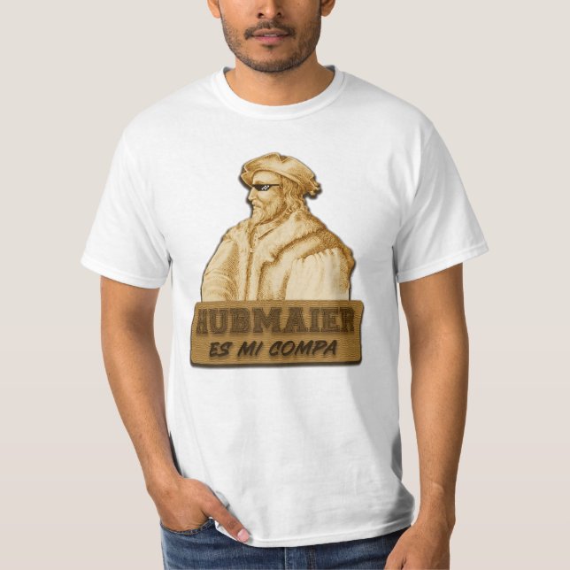 Camiseta Hubmaier es mi Compa(Gold) - Económica (Frente)