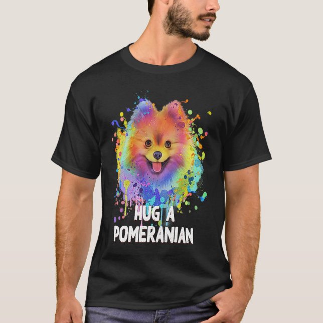 Camiseta Hug a Pomeranian Dog  Sayings Pets Quotes Pom Pom (Frente)